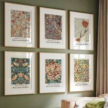 1 件 William Morris 复古花卉花卉展览海报和印刷品帆布画墙艺术画适用于客厅家居装饰无框架 - 彩色 - 查看 1