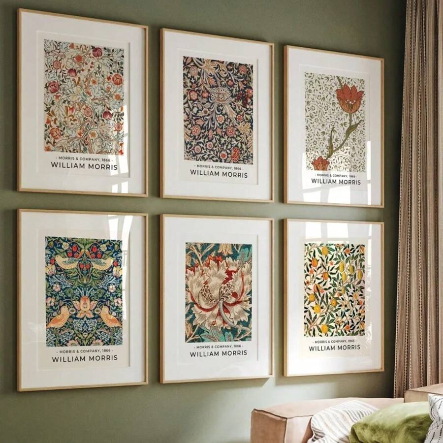 1 件 William Morris 复古花卉花卉展览海报和印刷品帆布画墙艺术画适用于客厅家居装饰无框架 - 彩色 - 查看 1