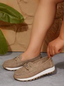 Mocasines calados talla grande para el verano, sandalias de cuña de suela blanda para mujeres de mediana edad y adultas mayores