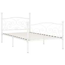 White Metal Bed Frame 100x200 Cm Slatted Base No Mattress Included Durable Stylish Design - White - View 2