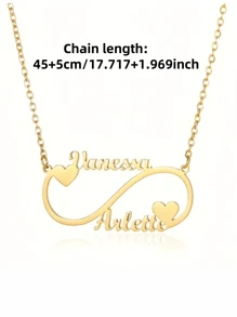 1pc Gold Silver Rose Gold Love Unlimited Custom Double Name Pendant Necklace Simple Style Stainless Steel Choker Jewelry Everyday Wear Accessories Christmas