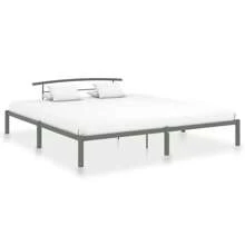 Super King Size Grey Metal Bed Frame 180x200 Cm Without Mattress Modern Design - Grey - View 1