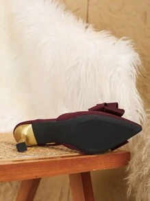 Elegant & Sexy High Heel Pointy Toe Sandals With Bow Decor, Comfortable Party Wear Valentines