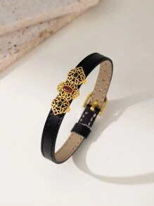 Herseygold 1 件皮革和镀金铜女士手链，阿拉伯时尚珠宝，皮革手链可作为婚礼礼物