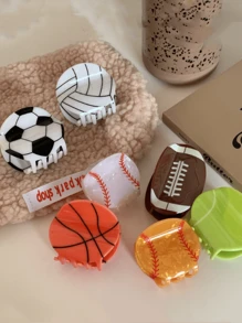 Pinzas de garra de acrílico, baloncesto simulado, fútbol, tamaño pequeño, pinzas de garra de alta gama de moda, baloncesto, fútbol, rugby, casual, lindo, elegante, calle, bohemio, retro, adecuado para otoño, invierno, verano, primavera, accesorios para el cabello, pinzas para el cabello, pasadores para el cabello, sujetadores para el cabello, pinzas para el cabello, clips para el cabello, accesorios para el cabello para mujer para outfits de vacaciones - Multicolor - Ver 2