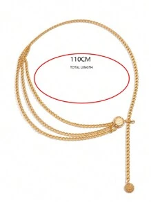 1pc Hollow Round Flower Decor Asymmetrical Waist Chain Belt Party Halloween Summer, School