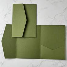 25pcs Tri-Fold Pocket Wedding Invitation Cards With Envelopes, Simple Invitation Cards For Engagement, Quinceanera, Christening, DIY Invitations, 5*7 Inch Invitations, Pocket Invitations, Customized Invitations, Christmas Cards - Dark Green - View 11