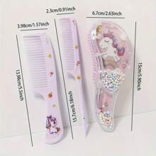 3pcs/Set Cute Hair Brush Set - Wet & Dry Use, Suitable For All Hair Types, Durable ABS Plastic Handle, Perfect Gift - Comb Three Piece Set - View 4