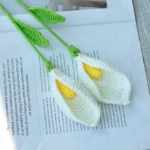 1/3/6/10 Pcs Handmade Crochet White And Yellow Calla Lily Flowers. Artificial Flowers, Yarn Flowers. Suitable As A Gift For Mom, Or Her Decoration, Or For Restaurant, Living Room, Bedroom, Party, Wedding, Outdoor Decoration. Fit For Spring/Summer Decor, Easter, Mother's Day, Thanksgiving, Harvest Festival, New Year, Housewarming, Wedding And Other Celebrations. Gifts Birthday Graduation