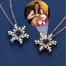 Projection Necklace Custom Photo Necklace Christmas Snowflake Necklace Girlfriend's Mother Christmas Gift