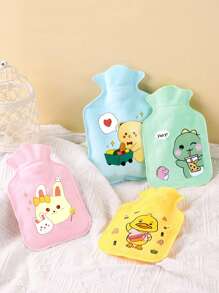 1 件卡通热水袋，充气防爆防漏植绒暖手宝，注水暖肚脐，设计可爱 - 彩色 - 查看 4