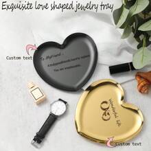 Art Deco Heart-Shaped Stainless Steel Decorative Tray, 1pc - Multipurpose Storage Dish For Jewelry And Household Items