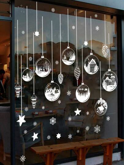 Window Clings Stickers, Snowflake Static Xmas Window Decals For Winter Frozen Party Decorations, Santa Claus Reindeer Decals For Holiday Party Supplies, Stickers, Wall Decal, Vinyl Decal For Home Decorations, Spring Decoration Items Refresh Your Home, Rama Decoration Stickers Christmas  Christmas Decor  Christmas Decorations Christmas Decoration Room Decor