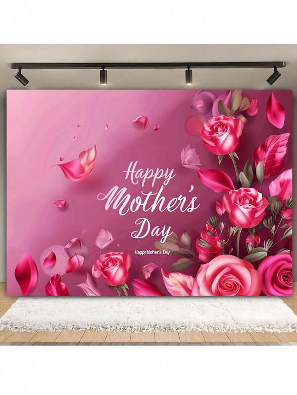 1 st blomfotografibakgrund för mors dag, med stora rosa pion- och rosblommor och fjärilar, partybanderoll i polyester, lämplig för bröllop, bröllopsduschar, födelsedagar, årsdagar - ingen ström krävs