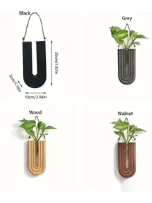 1 pieza Estante decorativo de madera, estantería de madera para hidroponía montada en la pared, jarrón colgante de pared para flores secas, soporte para plantas, jarrón colgante de pared de madera artesanal para hidroponía, patrón de rayas moderno, soporte para plantas, uso en interiores y exteriores, estantería colgante de flores para jardín y césped - Jarrón multifuncional adecuado para uso en interiores y exteriores, decoración del hogar, decoración de habitaciones, decoración de paredes, regalos de cumpleaños, graduación, decoración de cocina - Multicolor - Ver 3