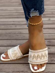 Nouvelles mules mode grande taille pour femmes, décontractées - Blanc - Voir 5