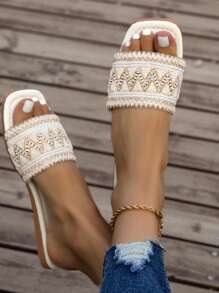 Nouvelles mules mode grande taille pour femmes, décontractées - Blanc - Voir 6