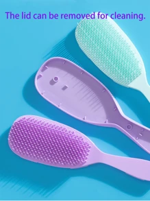1 pieza Peine con cojín de aire de primavera, desmontable, con función de masaje del cabelludo, funciona tanto en seco como en húmedo para desenredar el cabello y evitar nudos, compacto y conveniente, útiles para volver a la escuela