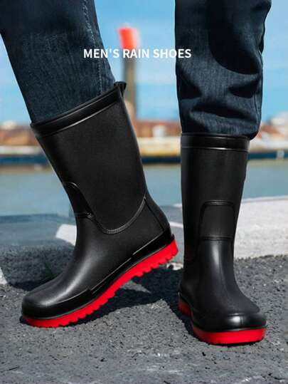 Men's Rain Boots, Outdoor Sport Fishing Hiking Waterproof Boots, Construction Site Waterproof Work Boots, Comfortable Lightweight Men's Boots, Fashionable Rubber Mid-Calf Rain Boots, Adult Men's Garden Farm Waterproof Rain Boots, Outdoor Waterproof Work Shoes, Easy To Clean Anti-Mud Waterproof Knee-High Rubber Rain Boots, Men's Rain Boots, Men's Black Boots, Men's Rain Shoes