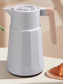 1pc New Nordic Style Insulated Carafe, Large Capacity Wooden Handle Glass Liner Hot Water Flask, Coffee Pot