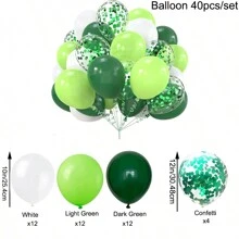 绿色气球深绿色气球套装，绿点派对桌布，树叶横幅夏威夷派对快乐夏日生日派对花环丛林主题装饰 - 綠葉派對套 - 查看 3