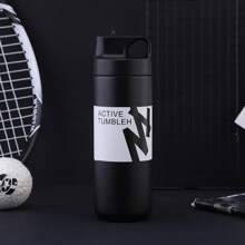 1 pieza Vaso con pajita de 550ML/18OZ, vaso térmico aislado al vacío de acero inoxidable 304 con tapa, taza de viaje portátil, botella de agua para exteriores y camping