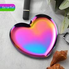 Art Deco Heart-Shaped Stainless Steel Decorative Tray, 1pc - Multipurpose Storage Dish For Jewelry And Household Items