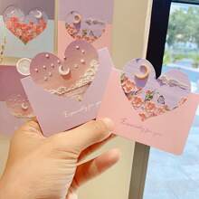 20pcs Heart And Moon 3D Greeting Cards, Floral, Holiday, Teacher's Day, Chinese Valentine's Day, Spring Back To School,Back To School,School Supplies