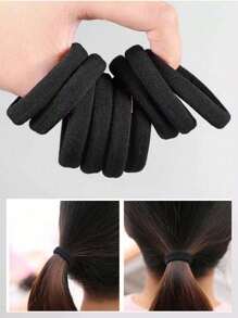 200 bucăți/Set de bentite elastice negre pentru femei, uz zilnic simplu și durabil, suport gros pentru coadă de cal, elegant și elegant, accesorii de păr cu elasticitate ridicată, fără sudură