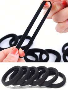 200 bucăți/Set de bentite elastice negre pentru femei, uz zilnic simplu și durabil, suport gros pentru coadă de cal, elegant și elegant, accesorii de păr cu elasticitate ridicată, fără sudură