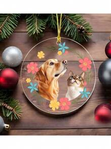 1 pieza Artículo de decoración con forma de perro de acrílico personalizado - Adorno navideño personalizado de mascota, sin necesidad de electricidad, recuerdo fotográfico de mascota, adecuado para vacaciones, Halloween, cumpleaños y regalos para el hogar