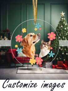 1 pieza Artículo de decoración con forma de perro de acrílico personalizado - Adorno navideño personalizado de mascota, sin necesidad de electricidad, recuerdo fotográfico de mascota, adecuado para vacaciones, Halloween, cumpleaños y regalos para el hogar