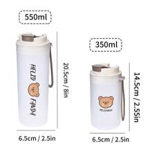WORTHBUY 1pc 350ml Mini Transparent Plastic Water Bottle With Lid, Portable Leakproof Juice/Coffee Cup, Suitable For Children/Students To Carry For School/Picnic, For Outdoor, Camping - Beige - View 12