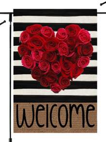 1pc Valentine's Day Double-Sided Heart Shaped Garden Flag, 30x45cm Valentine's Day House Flag, Suitable For Valentine's Day Decoration - Multicolor - View 11