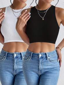 2 chiếc áo lót thể thao hở lưng kiểu Âu & Mỹ dành cho nữ, áo tank top mặc trong cho mùa hè, phong cách thường ngày. - Nhiều màu - Xem 1