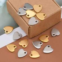 10 件不锈钢爱心吊坠，镜面穿孔心形吊饰，保色吊坠，适用于 DIY 项链手链首饰制作配件情人节 - 心 - 查看 5