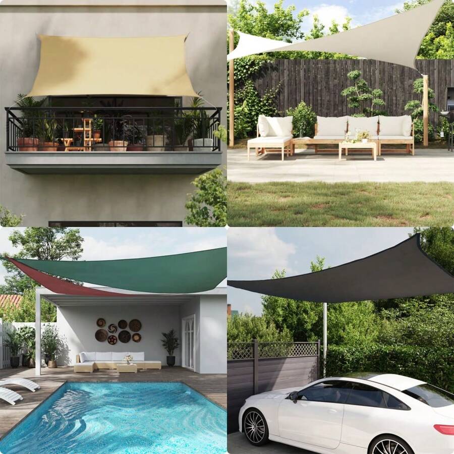 Outdoor Sunshade Sail Rectangular Cream Oxford Fabric 2x5m UV Canopy - White - View 1