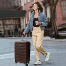 4 Piece Hard Shell Luggage Set,Carry On Suitcase With Spinner Wheels,Family Luggage Set,Brown(12/20/24/28in),CozyUp Travel Suitcase Suitcases Suit Case Durable Travel Luggage Hand Luggage Waterproof Winter Holiday Women Travel Essentials Suitcase Set Luggage Set