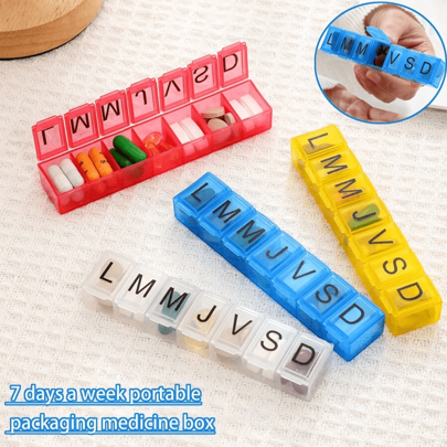 Caixa de remédios com tampa transparente de 11,3 cm/4,45 polegadas, fundo arredondado, estojo semanal (7 dias), para vitaminas, fácil remoção de comprimidos, armazenamento de produtos de saúde, adequada para armazenamento de comprimidos pequenos