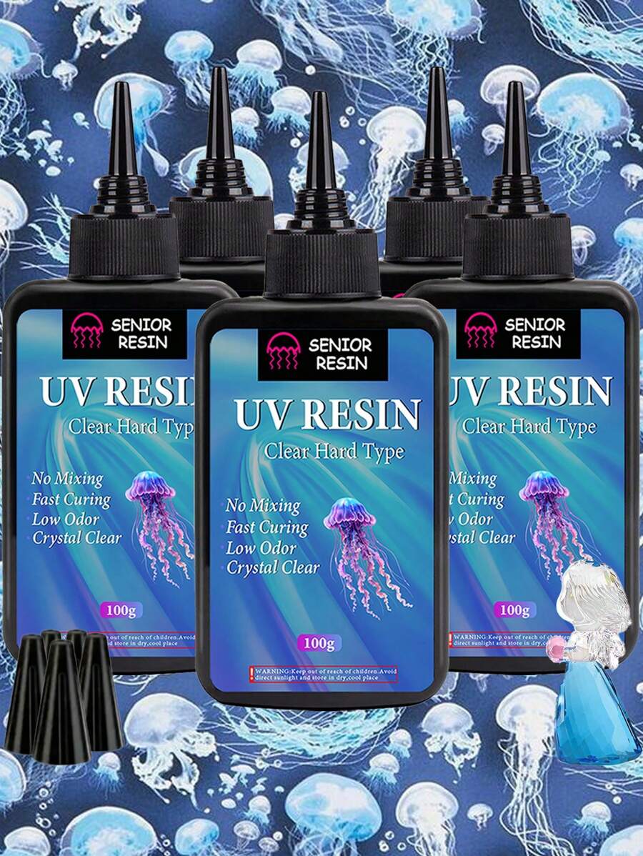 500g/100g UV Resin, Low Viscosity Transparent Thin UV Resin Kit, Quick Curing And Low Shrinkage UV Epoxy Resin, For Crafts, Casting, UV Resin Molds