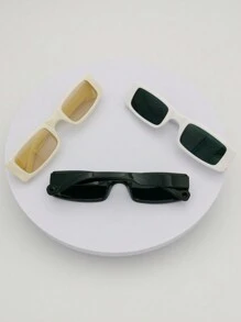 1 chiếc kính trang trí thời trang cổ điển hình chữ nhật hẹp, chất liệu PC, nhẹ và di động, thích hợp cho các sự kiện ngoài trời và buổi hòa nhạc - hình chữ nhật - Xem 3