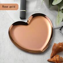 Art Deco Heart-Shaped Stainless Steel Decorative Tray, 1pc - Multipurpose Storage Dish For Jewelry And Household Items