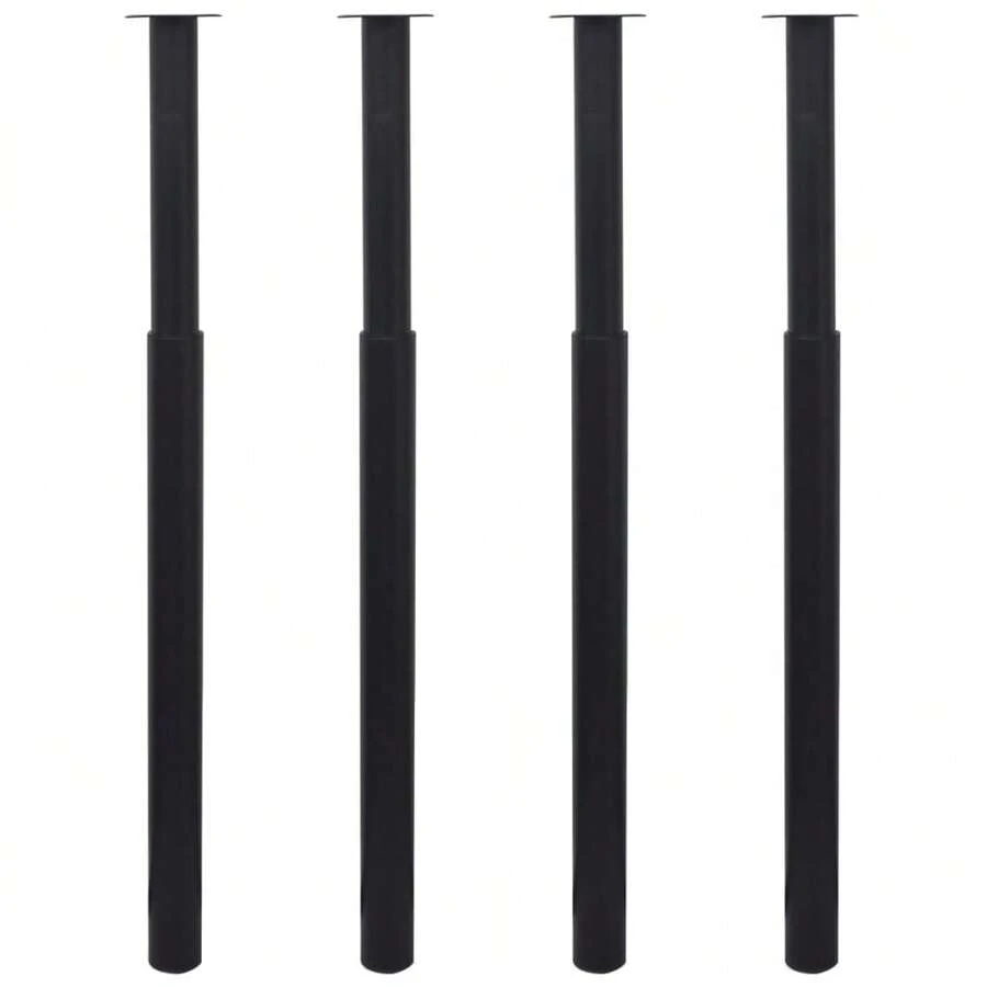 Adjustable Black Telescopic Table Legs Set Of 4 For Height Range 710mm To 1100mm Ideal For DIY Furniture Projects - Black - View 1