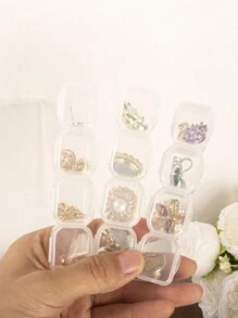 1 pieza Caja de almacenamiento de compartimentos multiusos pequeños, impermeable y desmontable, adecuada para guardar joyas, accesorios de manicura, tornillos y herramientas, para vacaciones en la playa, colección de baño, colección de dormitorio, gran capacidad, bolsa de maquillaje, esencial de viaje - transparente - Ver 11