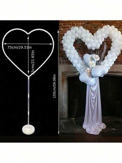 1pc Heart & Round Shaped Plastic Balloon Holder For Balloon Decoration At Birthday, Wedding Or Party,Christmas