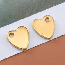 10 件不锈钢爱心吊坠，镜面穿孔心形吊饰，保色吊坠，适用于 DIY 项链手链首饰制作配件情人节 - 心 - 查看 9