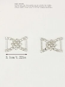2pcs Elegant Hollow Alloy Shoe Clips With Shiny Rhinestones & Faux Pearls, Suitable For Boots And Sneakers