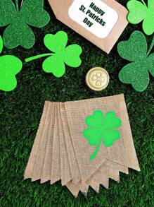 Steag decorativ pentru coadă norocoasă a festivalului irlandez - 1 buc, decorațiune pentru ușă cu trifoi irlandez, decorațiune pentru verandă, bun venit la agățat, logo-ul verde cu trifoi de Ziua Sfântului Patrick, potrivit pentru pereții sălii de clasă, casa, curtea interioară și exterioară