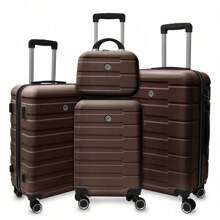 4 Piece Hard Shell Luggage Set,Carry On Suitcase With Spinner Wheels,Family Luggage Set,Brown(12/20/24/28in),CozyUp Travel Suitcase Suitcases Suit Case Durable Travel Luggage Hand Luggage Waterproof Winter Holiday Women Travel Essentials Suitcase Set Luggage Set