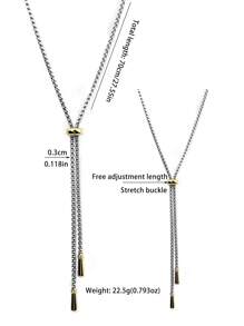 1pc Fashion Minimalist Luxury 18K Gold Plated Stainless Steel Y-Shaped Tassel Necklace, Suitable For Women's Daily Wear, Gift For Family, Friends, Sisters Valentines